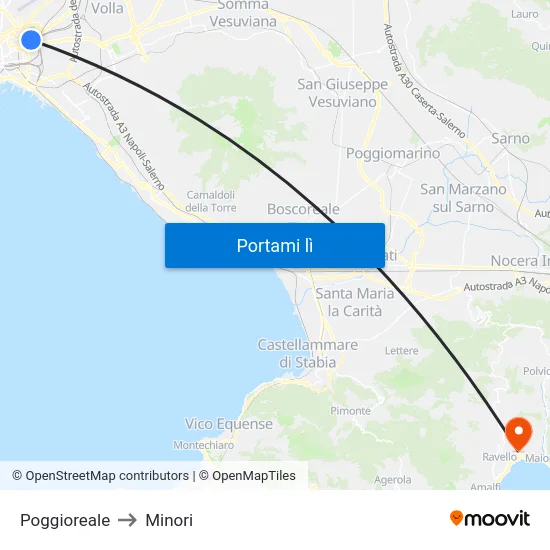 Poggioreale to Minori map
