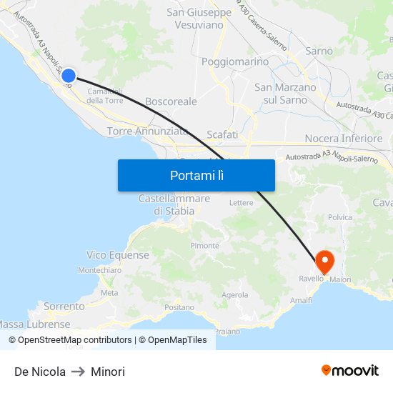 De Nicola to Minori map