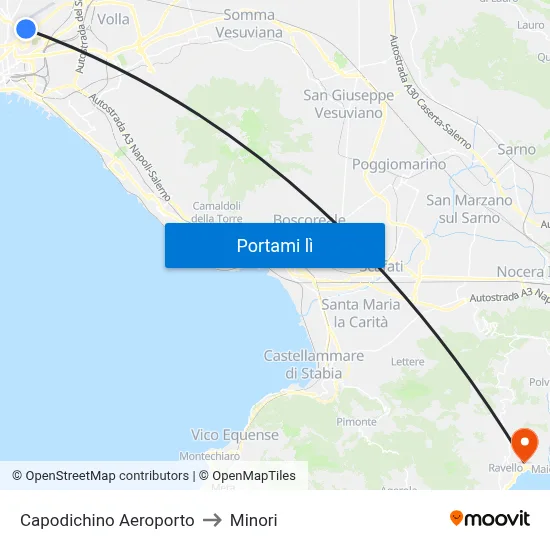 Capodichino Aeroporto to Minori map