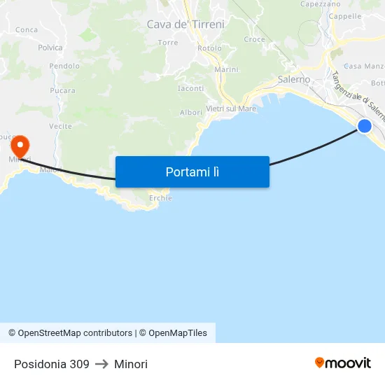 Posidonia 309 to Minori map