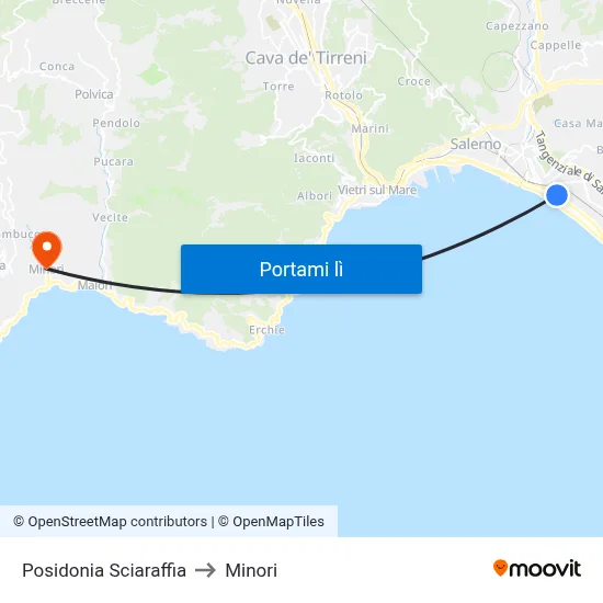 Posidonia Sciaraffia to Minori map