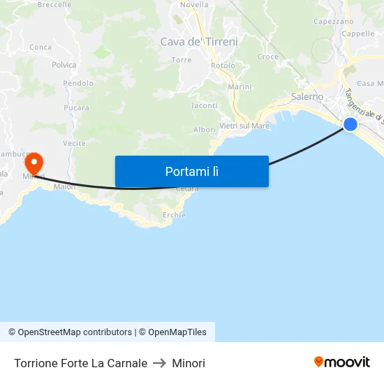 Torrione Forte La Carnale to Minori map
