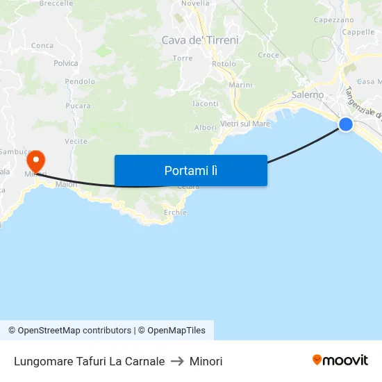 Lungomare Tafuri La Carnale to Minori map