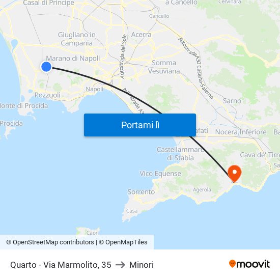 Quarto - Via Marmolito, 35 to Minori map