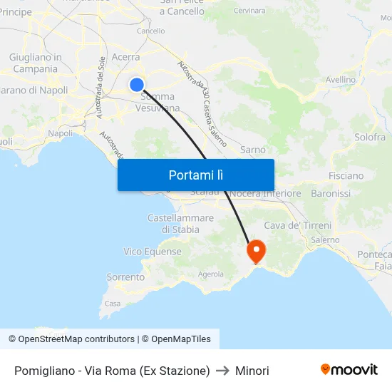 Pomigliano - Via Roma (Ex Stazione) to Minori map
