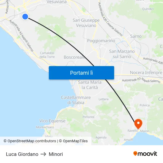 Luca Giordano to Minori map