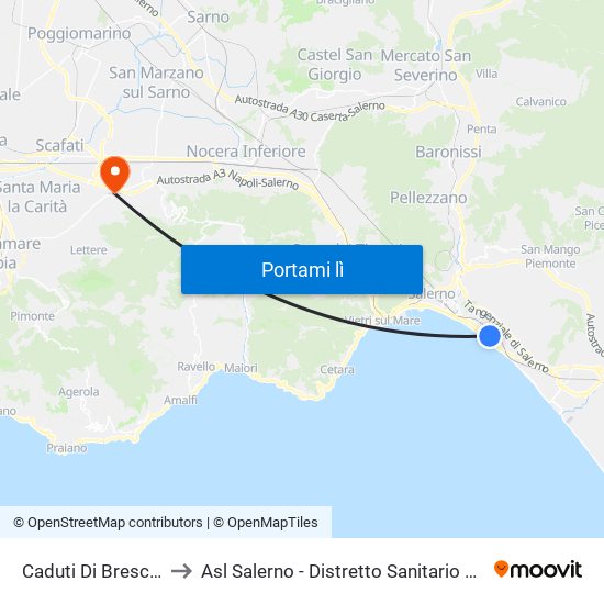 Caduti Di Brescia to Asl Salerno - Distretto Sanitario 61 map