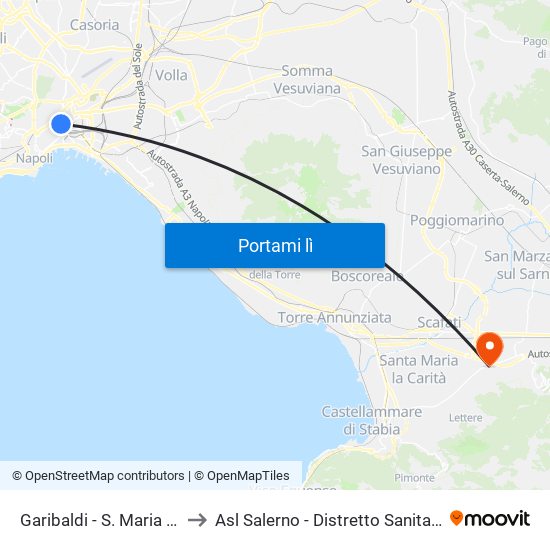 Garibaldi - S. Maria Fede to Asl Salerno - Distretto Sanitario 61 map