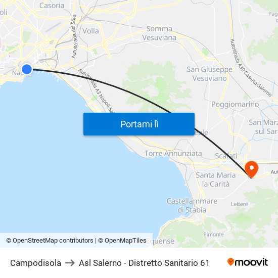 Campodisola to Asl Salerno - Distretto Sanitario 61 map