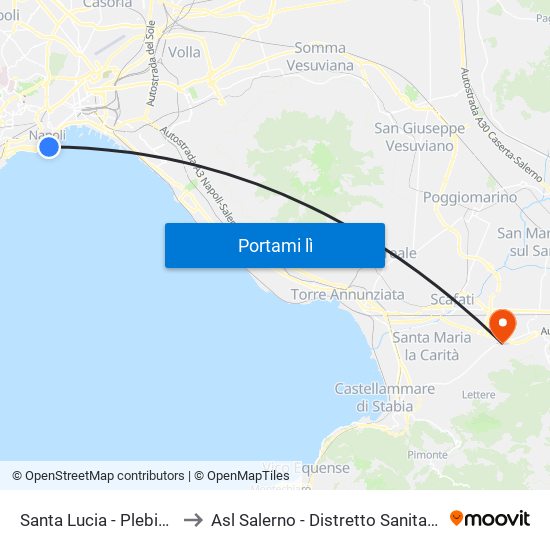 Santa Lucia - Plebiscito to Asl Salerno - Distretto Sanitario 61 map