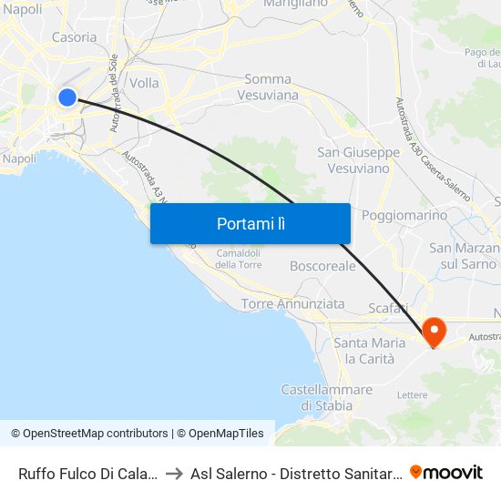 Ruffo Fulco Di Calabria to Asl Salerno - Distretto Sanitario 61 map