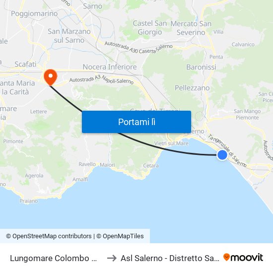 Lungomare Colombo Mercatello to Asl Salerno - Distretto Sanitario 61 map