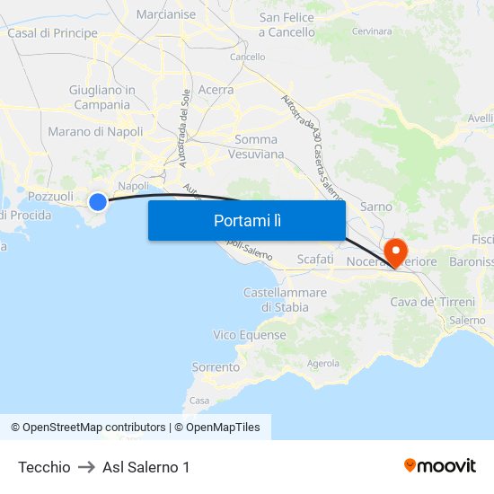 Tecchio to Asl Salerno 1 map