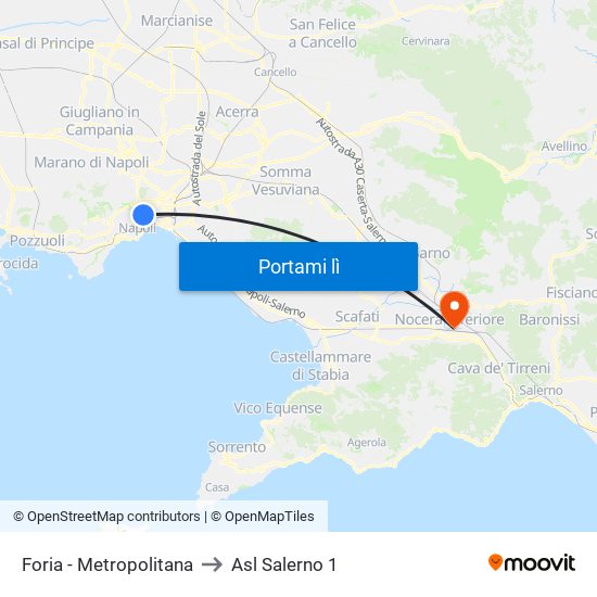 Foria - Metropolitana to Asl Salerno 1 map