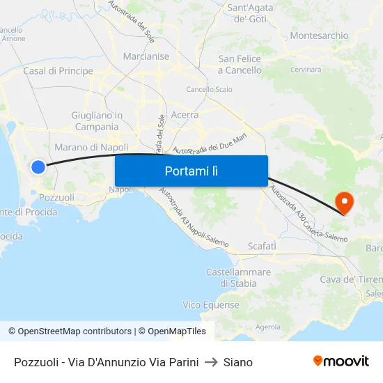 Pozzuoli  - Via D'Annunzio Via Parini to Siano map