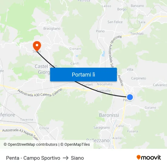 Penta - Campo Sportivo to Siano map