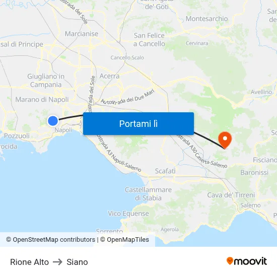 Rione Alto to Siano map