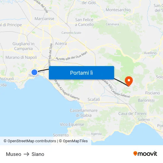 Museo to Siano map