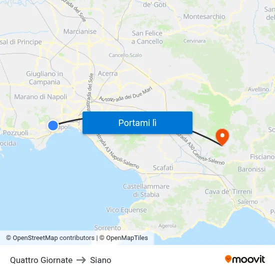 Quattro Giornate to Siano map