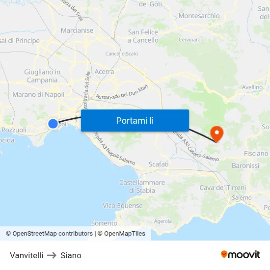 Vanvitelli to Siano map