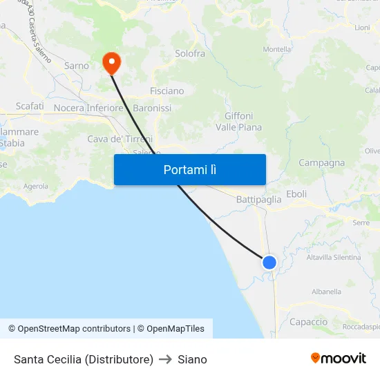 Santa Cecilia (Distributore) to Siano map