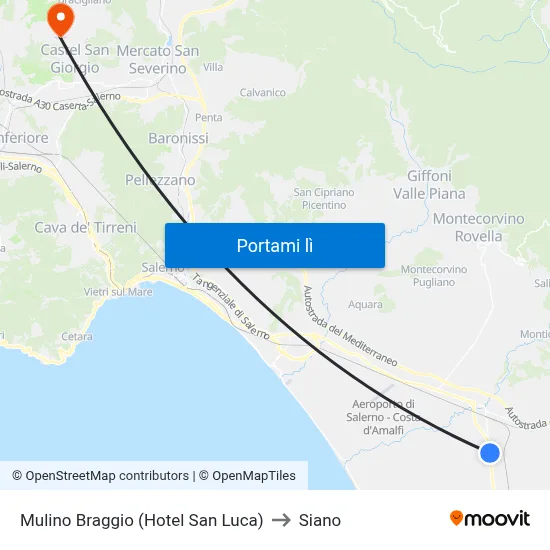 Mulino Braggio (Hotel San Luca) to Siano map