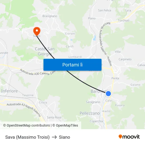 Sava (Massimo Troisi) to Siano map
