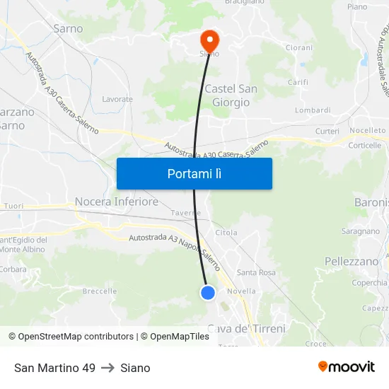 San Martino 49 to Siano map