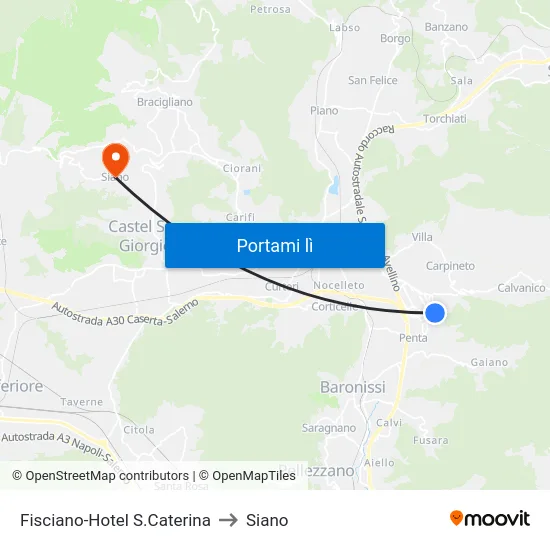 Fisciano-Hotel S.Caterina to Siano map