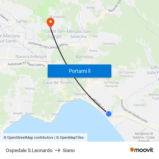 Ospedale S.Leonardo to Siano map