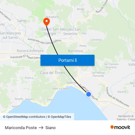 Mariconda Poste to Siano map