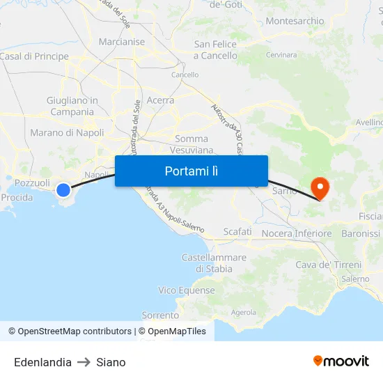 Edenlandia to Siano map