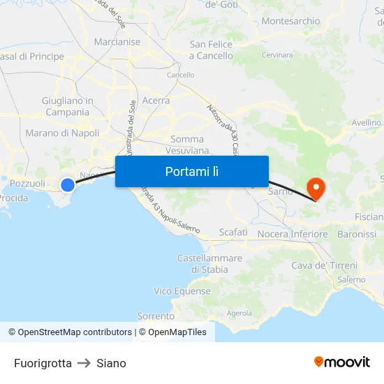 Fuorigrotta to Siano map