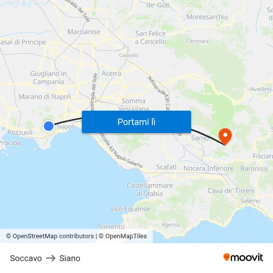 Soccavo to Siano map