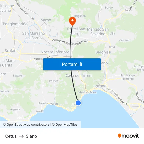 Cetus to Siano map