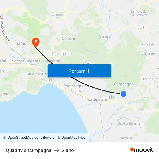 Quadrivio Campagna to Siano map