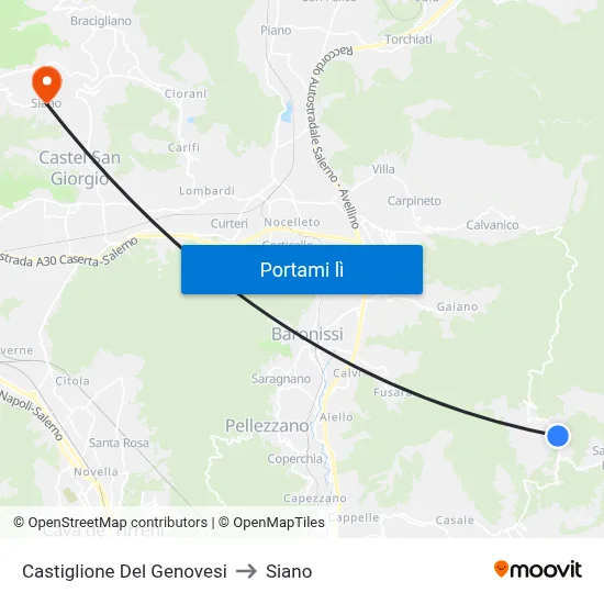 Castiglione Del Genovesi to Siano map