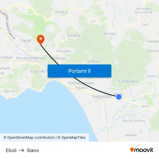 Eboli to Siano map