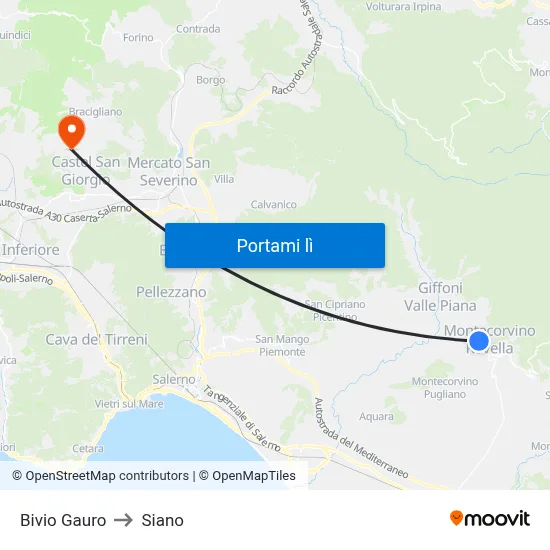 Bivio Gauro to Siano map