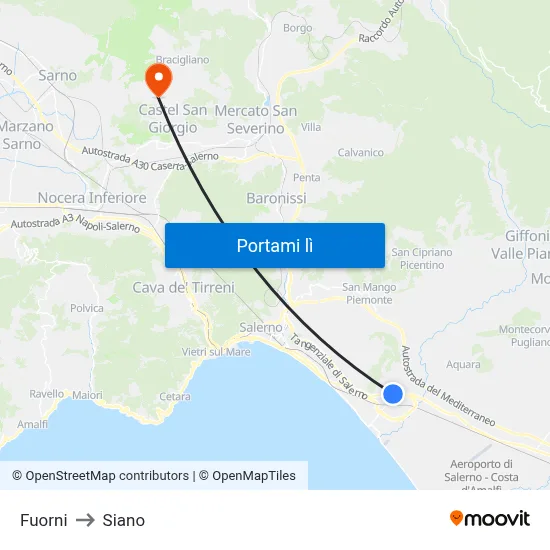 Fuorni to Siano map