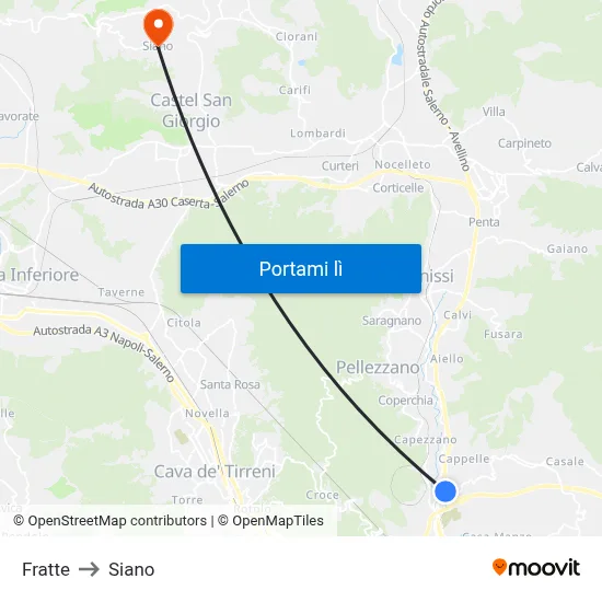 Fratte to Siano map