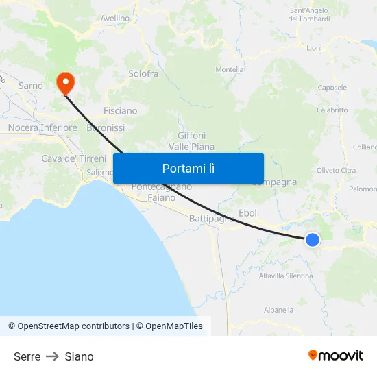 Serre to Siano map