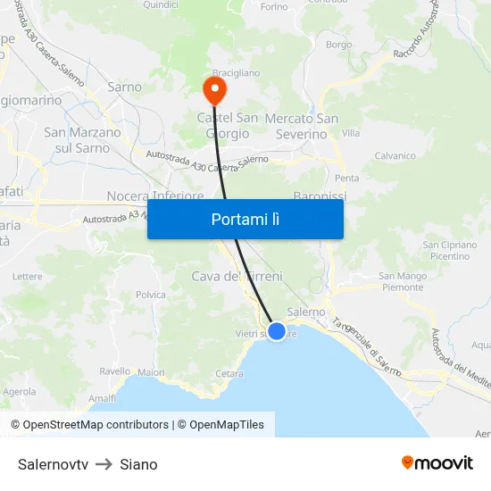 Salernovtv to Siano map