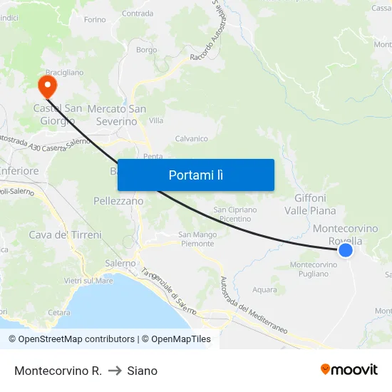 Montecorvino R. to Siano map