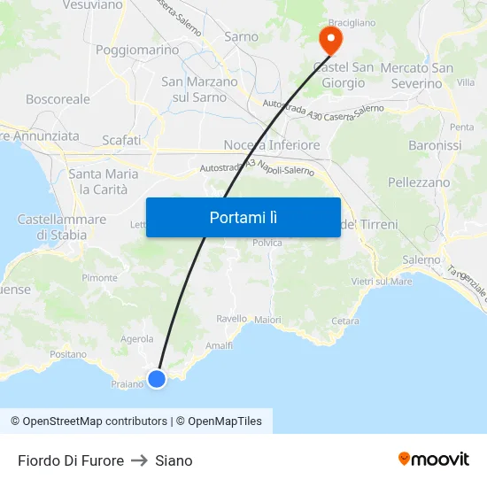 Fiordo Di Furore to Siano map