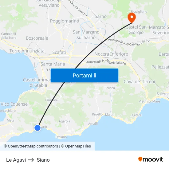 Le Agavi to Siano map