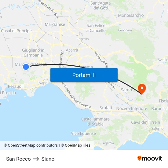 San Rocco to Siano map