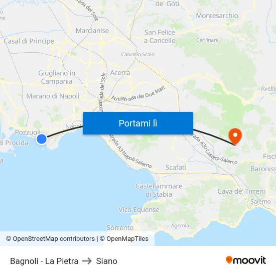 Bagnoli - La Pietra to Siano map