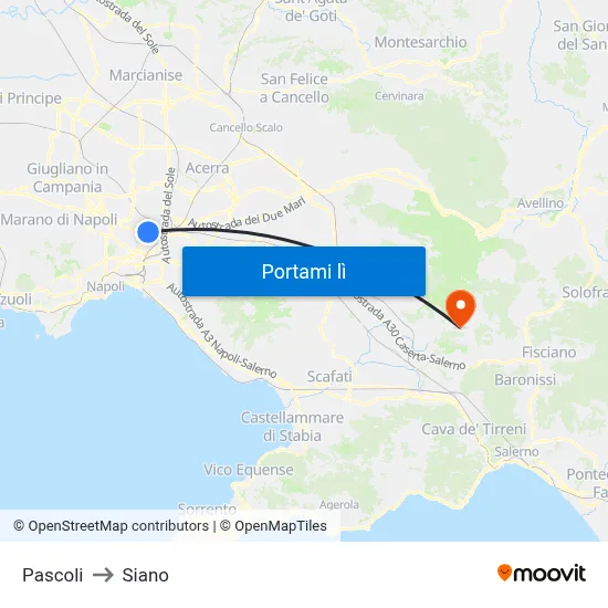 Pascoli to Siano map