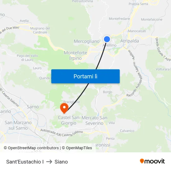 Sant'Eustachio I to Siano map